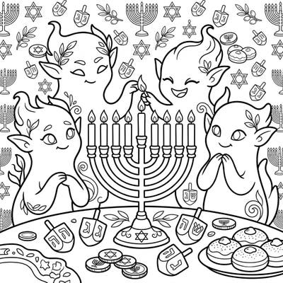 Discover a heartwarming Hanukkah celebration featuring delightful Shadow Trolls. This unique coloring page combines festive traditions with whimsical characters for endless creative fun.