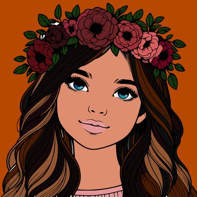 realistic girl with flower crown