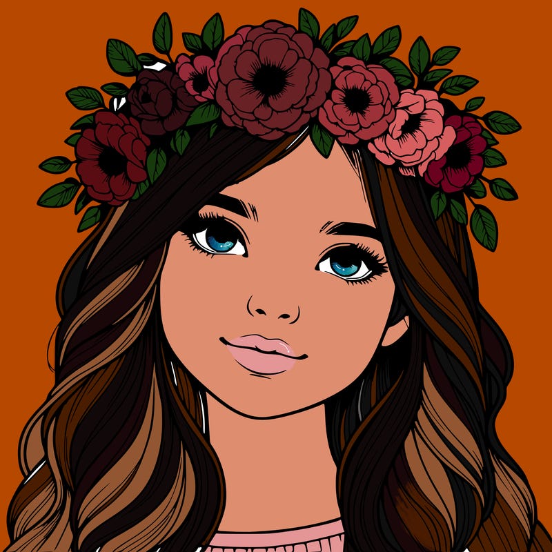 realistic girl with flower crown