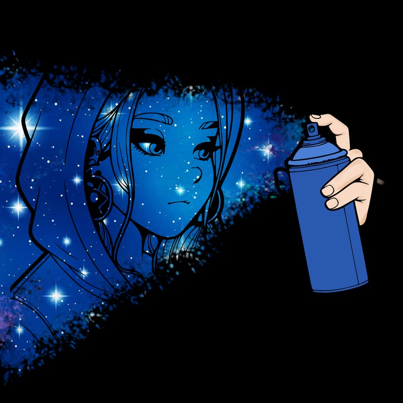 a realistic girl, spray painting