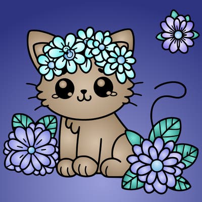 cute flowers cat