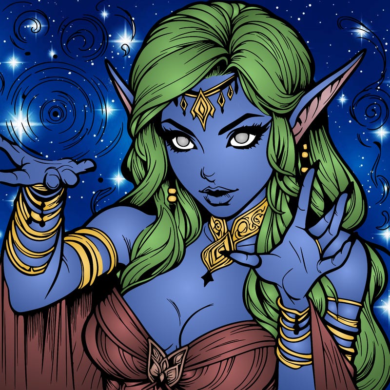 realistic scary beautiful elf sorceress casting spell