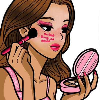 little girl putting on makeup