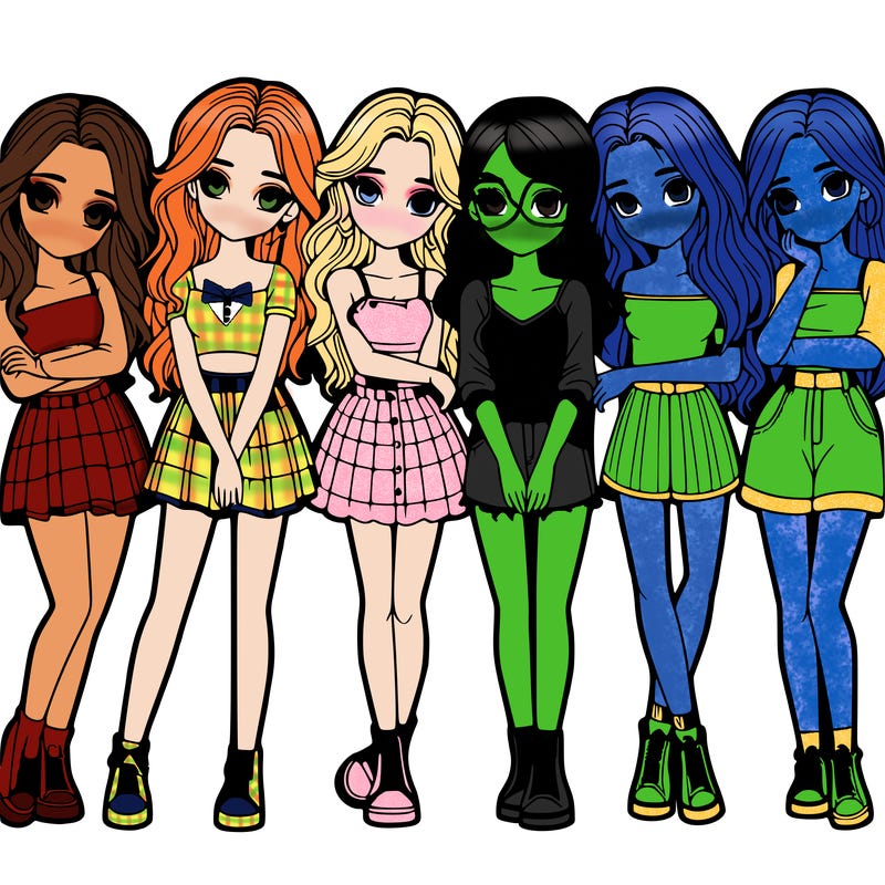 a group of girls realistic