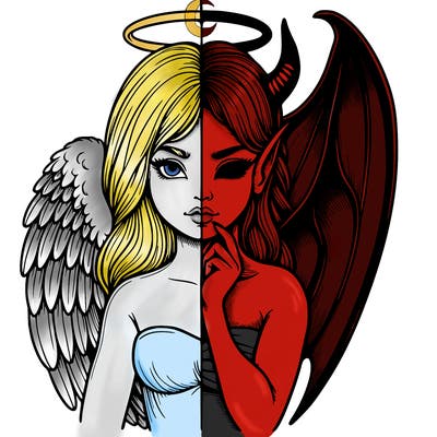 realistic angel half demon