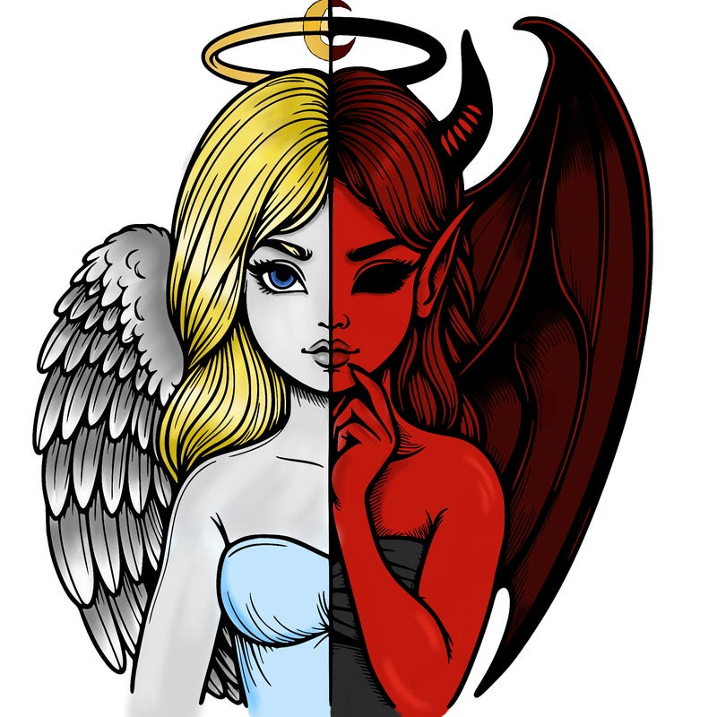 realistic angel half demon