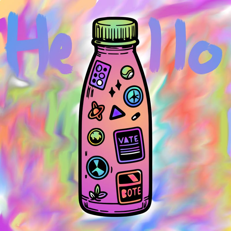 metal water bottle with stickers