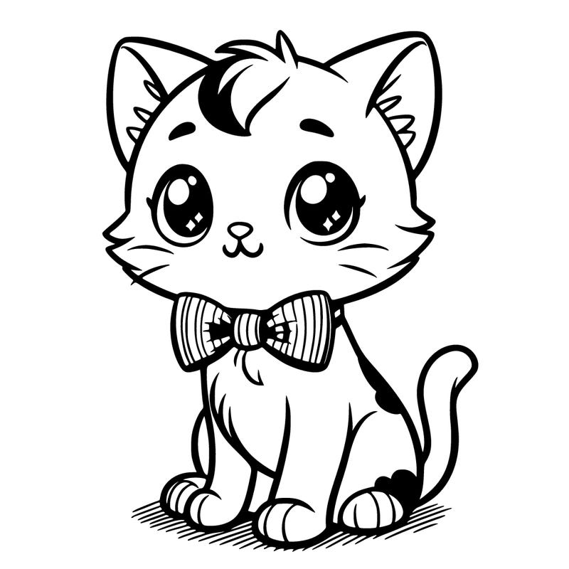cartoon tuxedo kitten