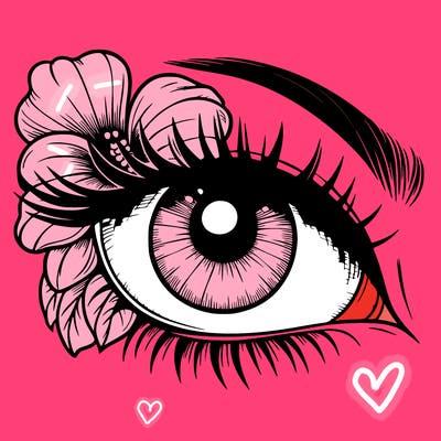 realistic eye with flower