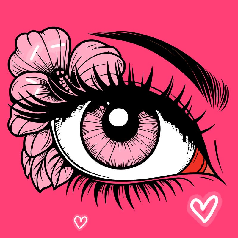 realistic eye with flower