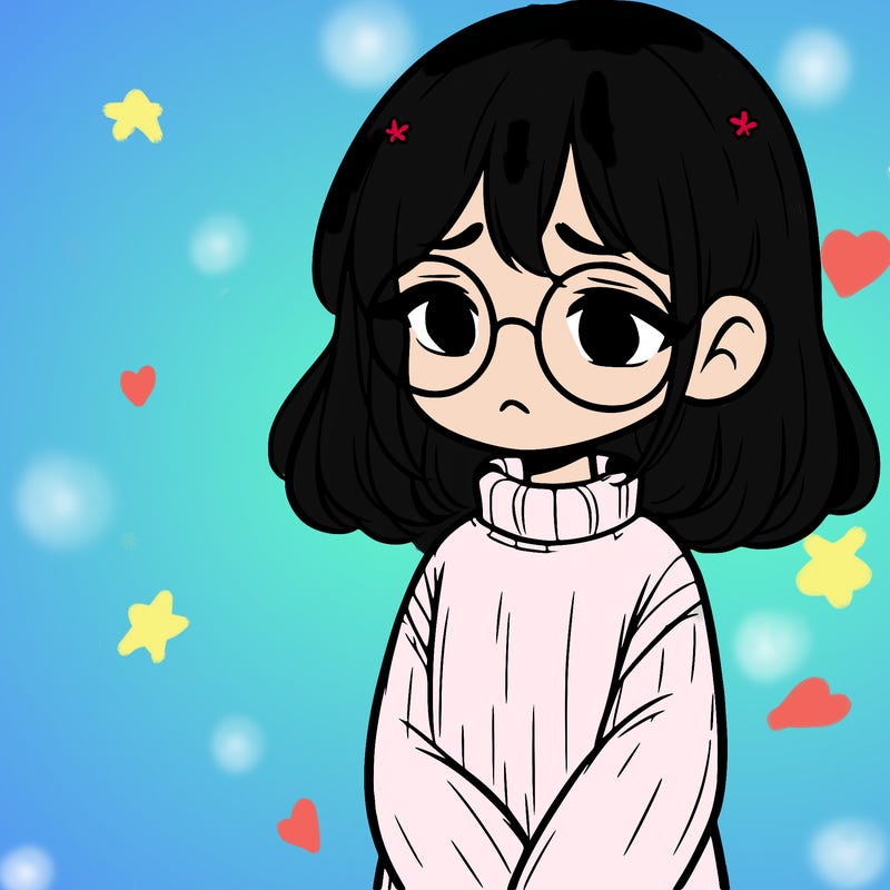 sad girl with glasses in a sweater