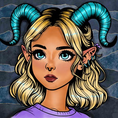 girl with horns realistic