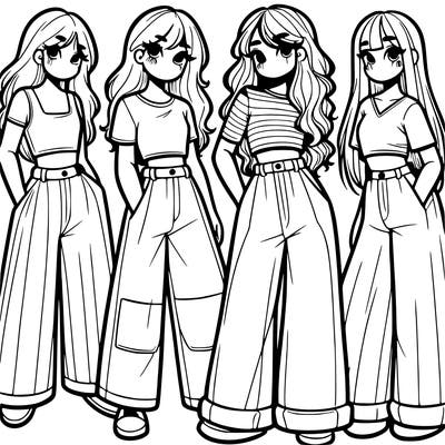 girls with wide pants and a croc top