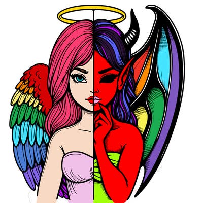 realistic angel half demon