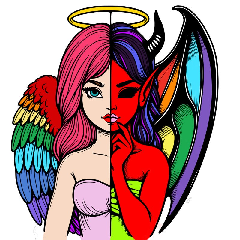 realistic angel half demon