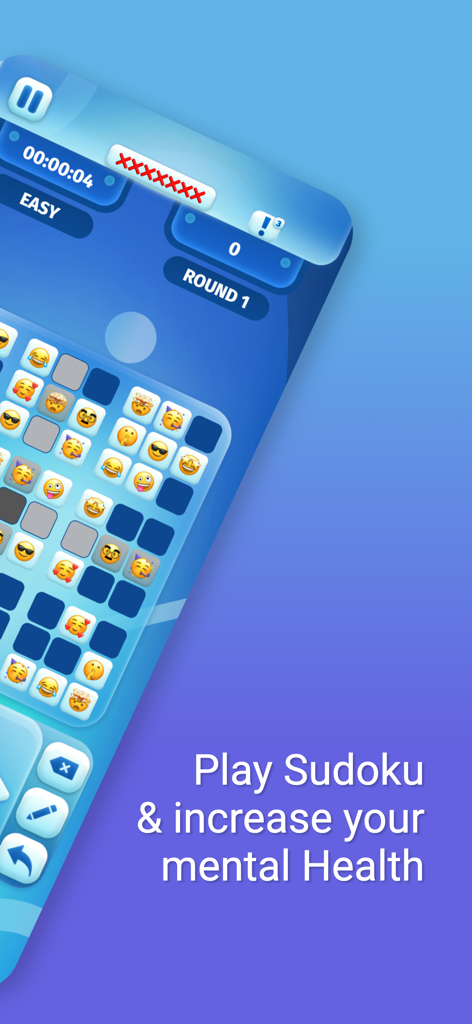 Grade de quebra-cabeça de Sudoku de emoji para saúde cerebral e treinamento lógico