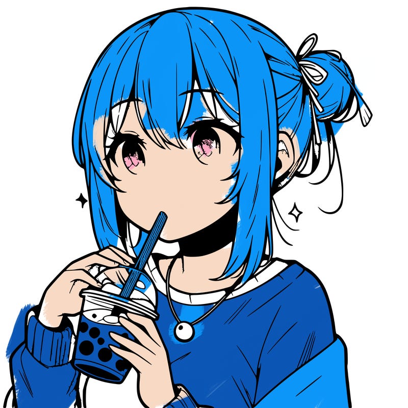 manga character drinking boba