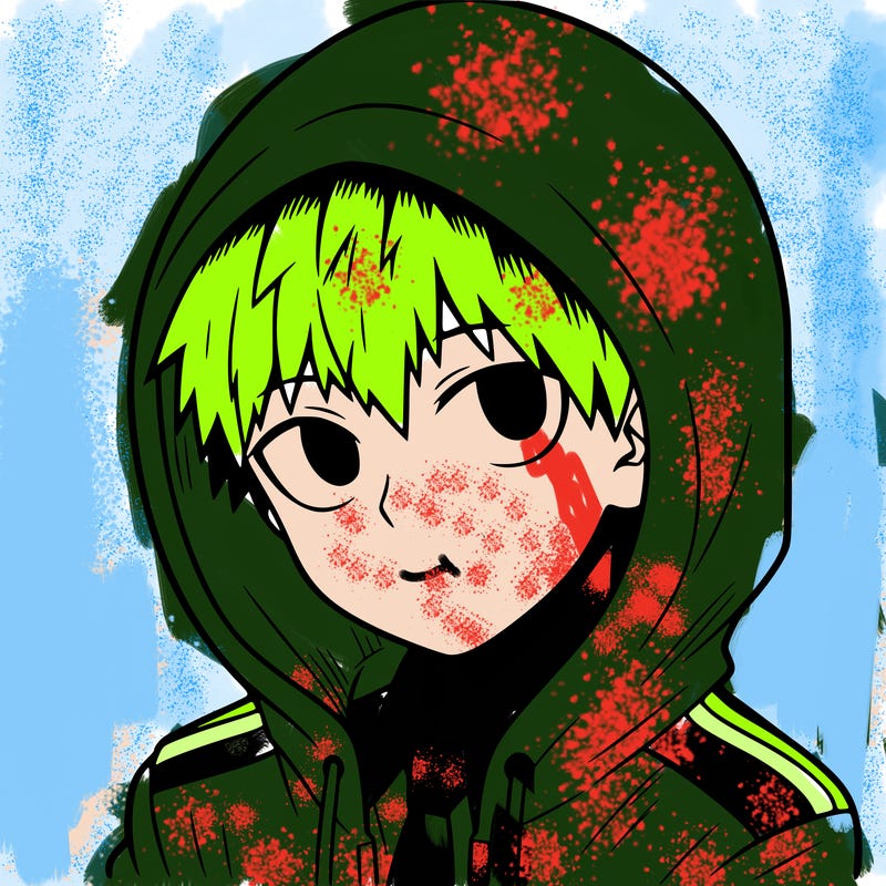 manga character with a hoodie