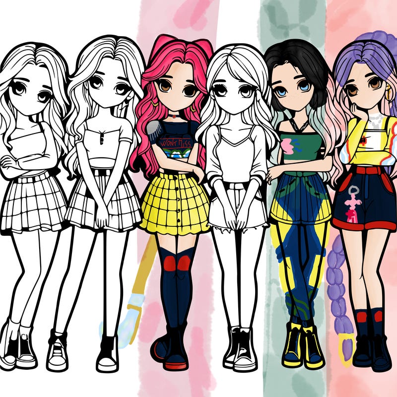 a group of girls realistic