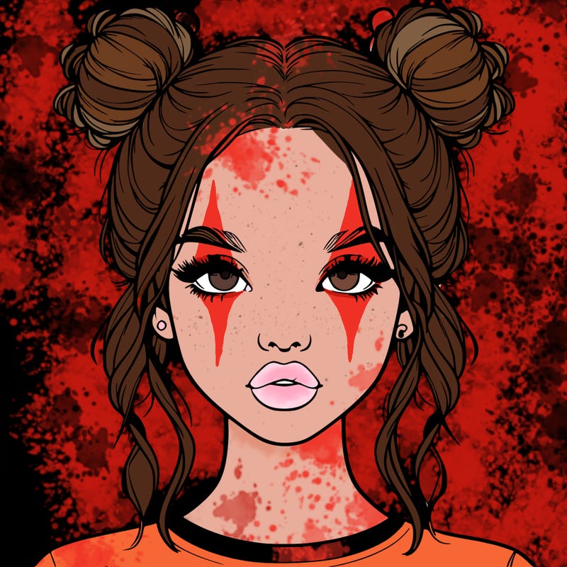 realistic girl with two buns in hair and lips