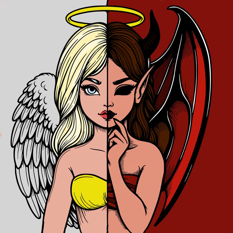 realistic angel half demon