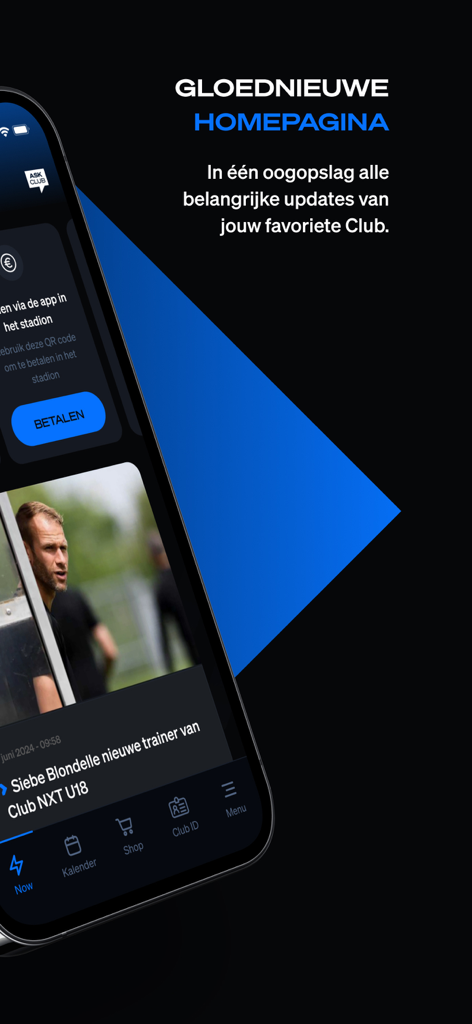 Club Brugge - Página inicial do aplicativo móvel oficial do Club Brugge mostrando atualizações de notícias e recursos de navegação