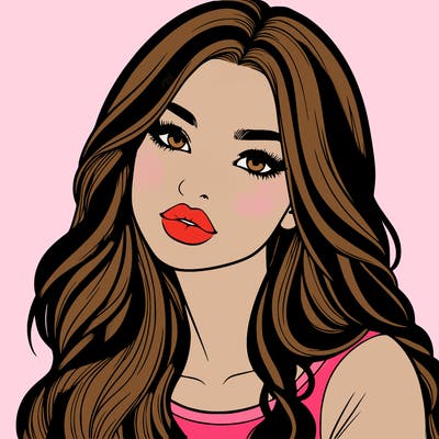 realistic girl with hair on her hair and lips