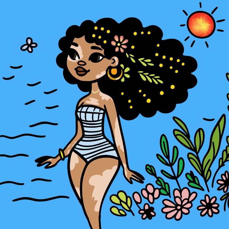 african woman in a swimsuit