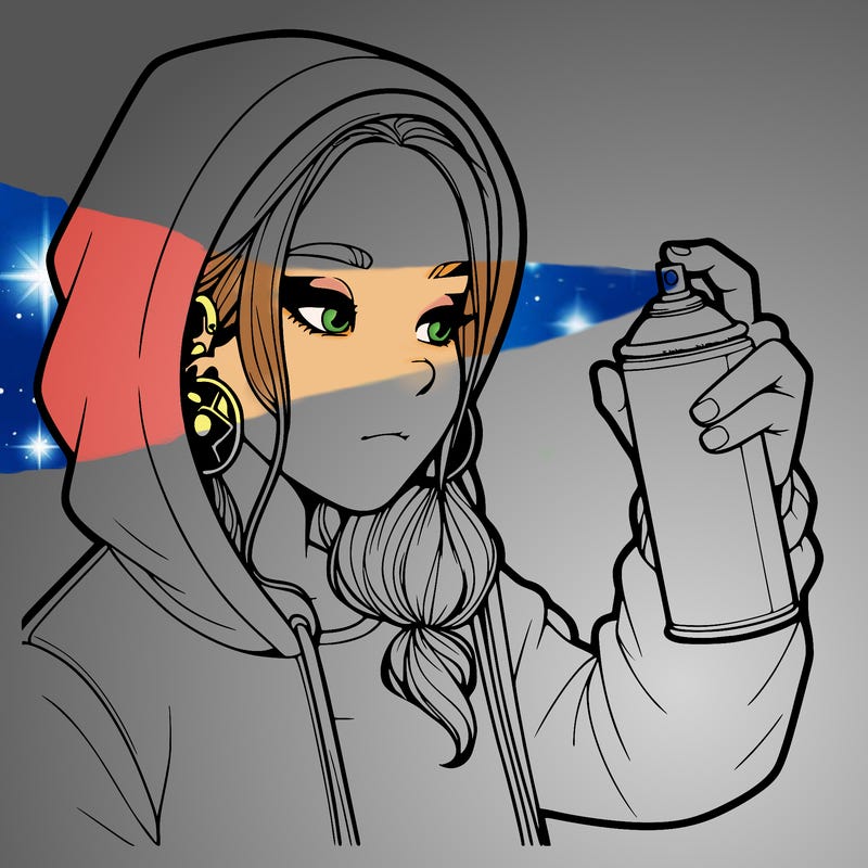 a realistic girl, spray painting