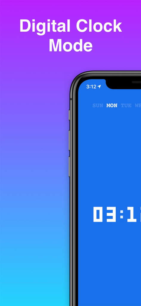 Loud Alarm Clock LOUDEST Sleep - Smartphone screen showing the digital clock mode of the Loud Alarm Clock app
