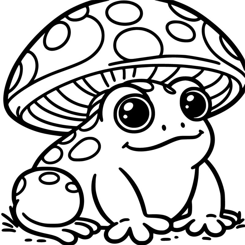 frog wearing a mushroom hat