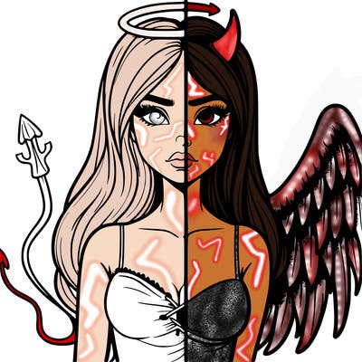 devil vs angel realistic girl