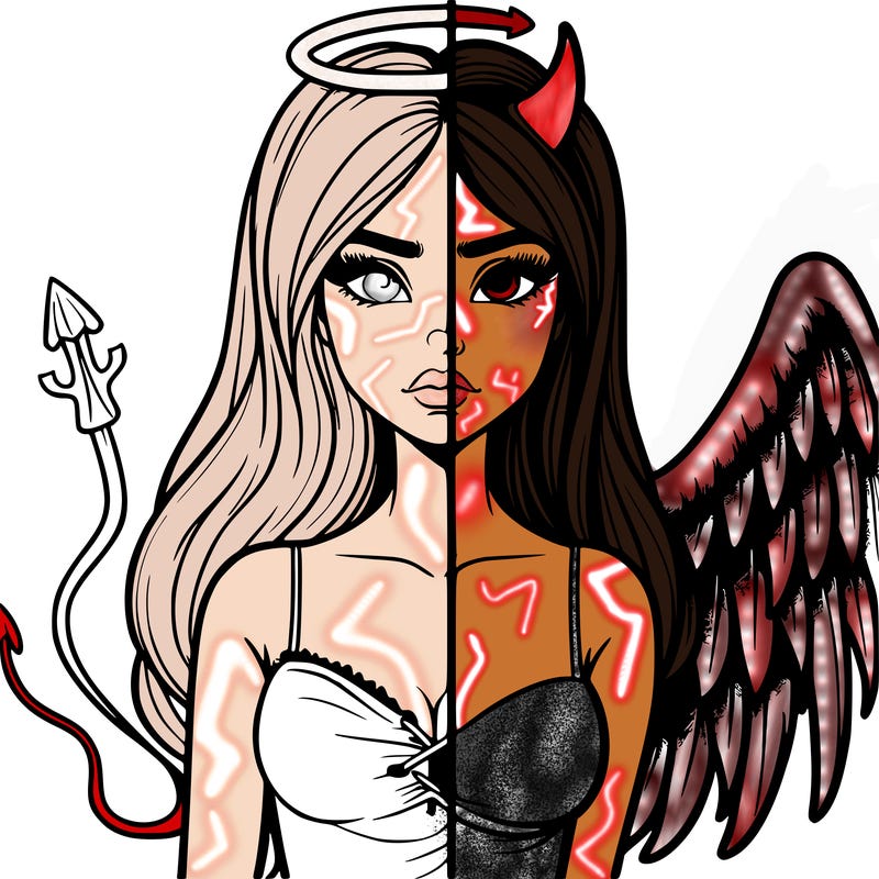 devil vs angel realistic girl