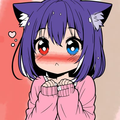 shy anime catgirl