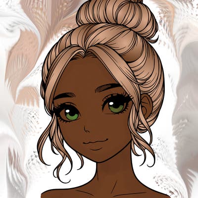 realistic pretty girl with hair in bun