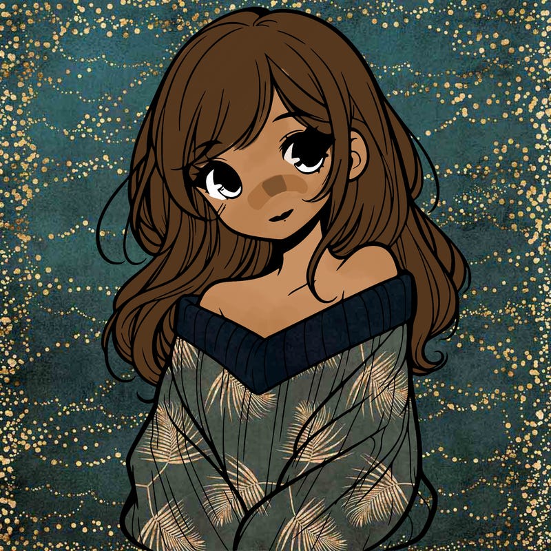 shy pretty girl wearing a sweater that is falling off one shoulder portrait