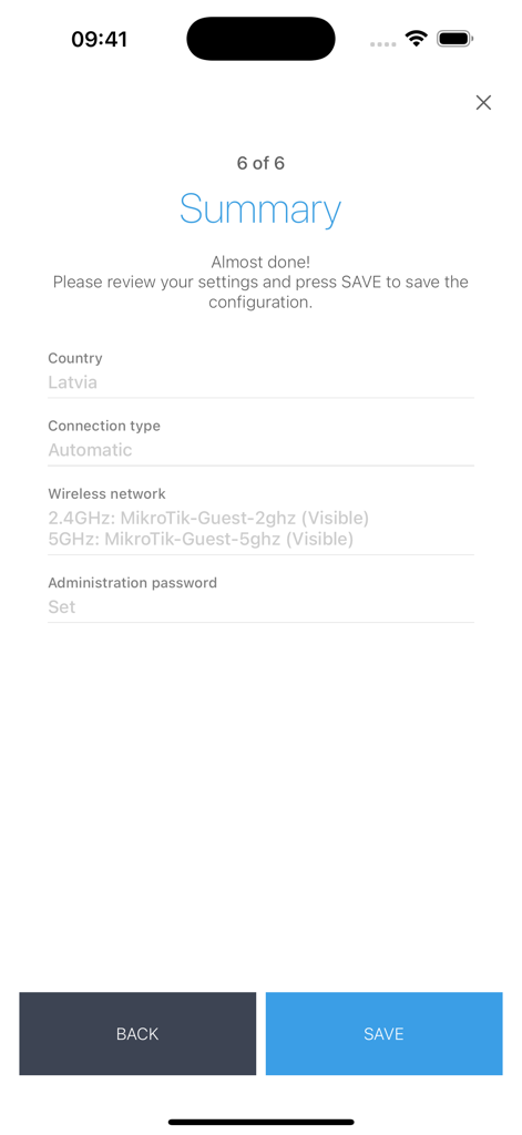 MikroTik - MikroTikアプリのルーター設定概要画面