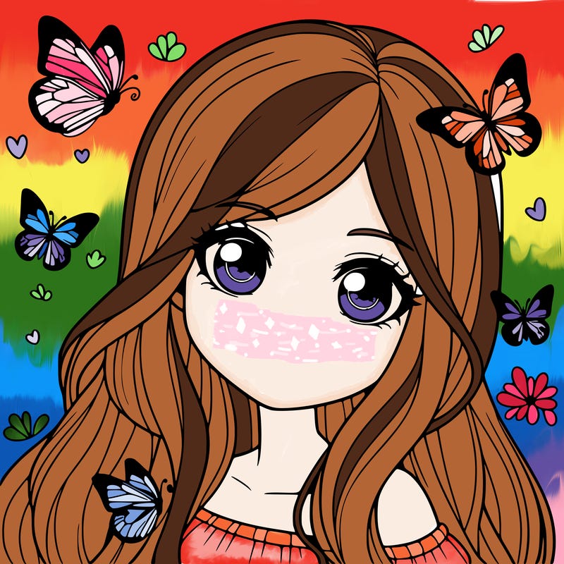 realistic girl with butterflies around her