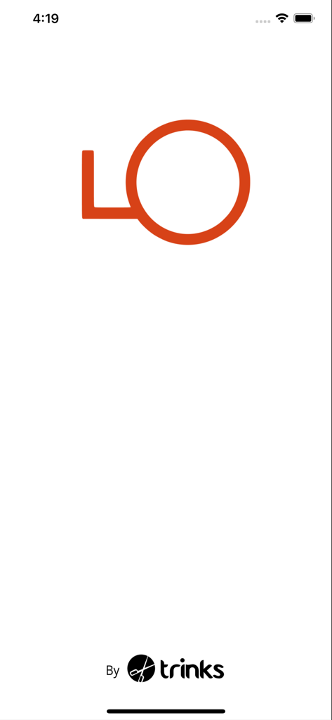 bLOw - Splash screen of the bLOw beauty booking app featuring its orange logo and the Trinks branding at the bottom.