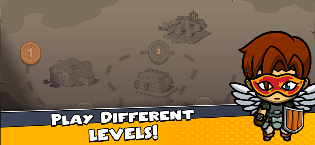 Bomb Man - Battles - A customized character in Bomb Man Battles standing next to a map with various game levels.