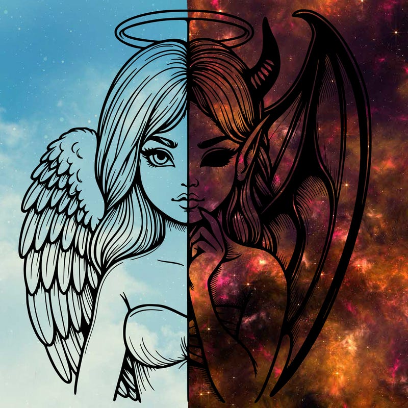 realistic angel half demon