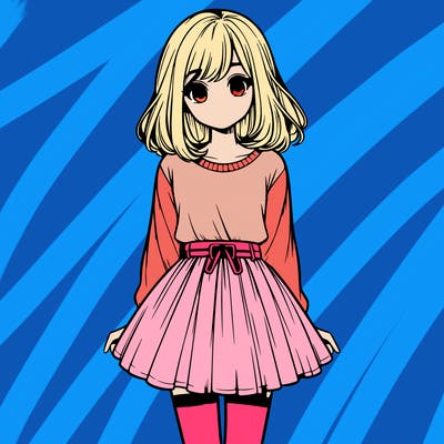 realistic girl with a skirt on