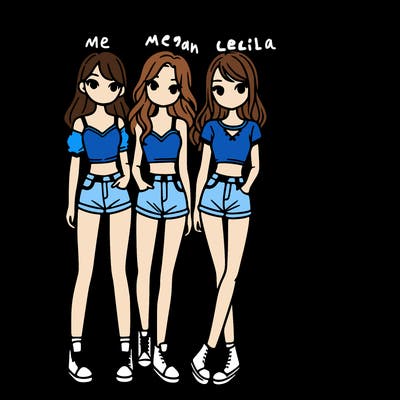 a group of girls wearing crop tops and shorts