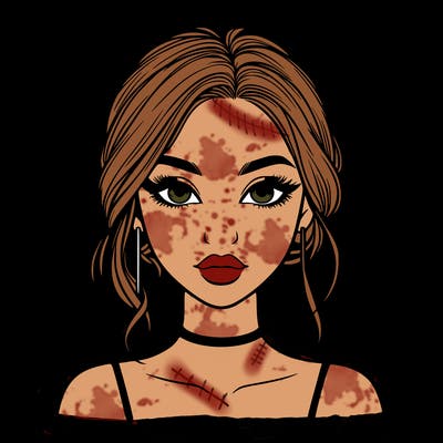 realistic girl with makeup on