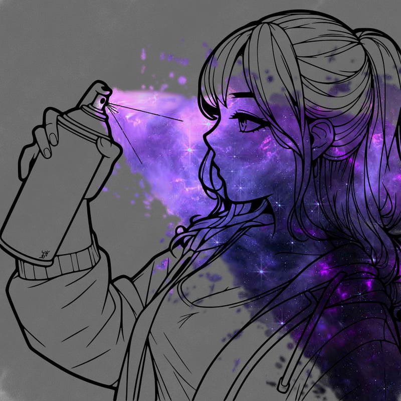 a realistic girl spray, painting