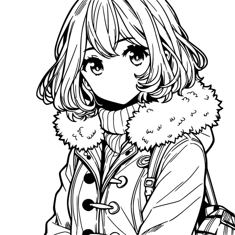 manga girl with a jacket