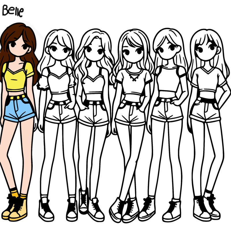 a group of girls wearing crop tops and shorts