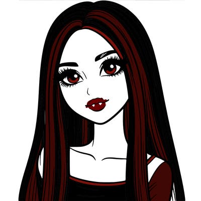 realistic girl with straight and long hair