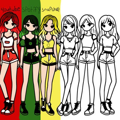 a group of girls wearing crop tops and shorts