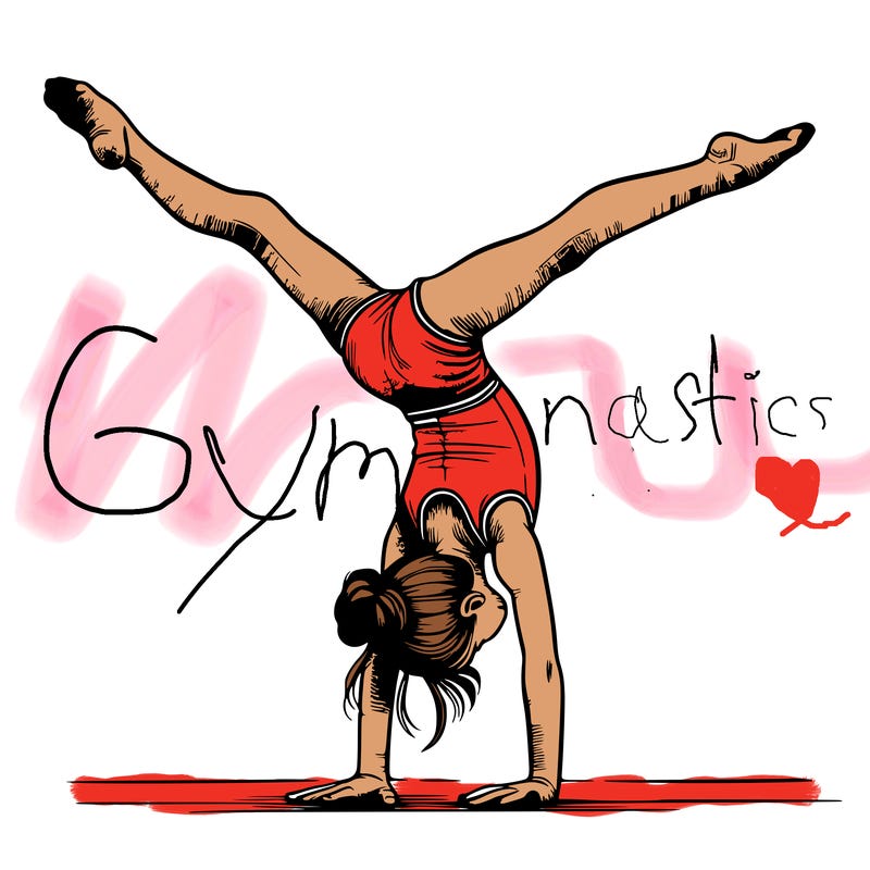 realistic gymnastic hand stand girl in four splits